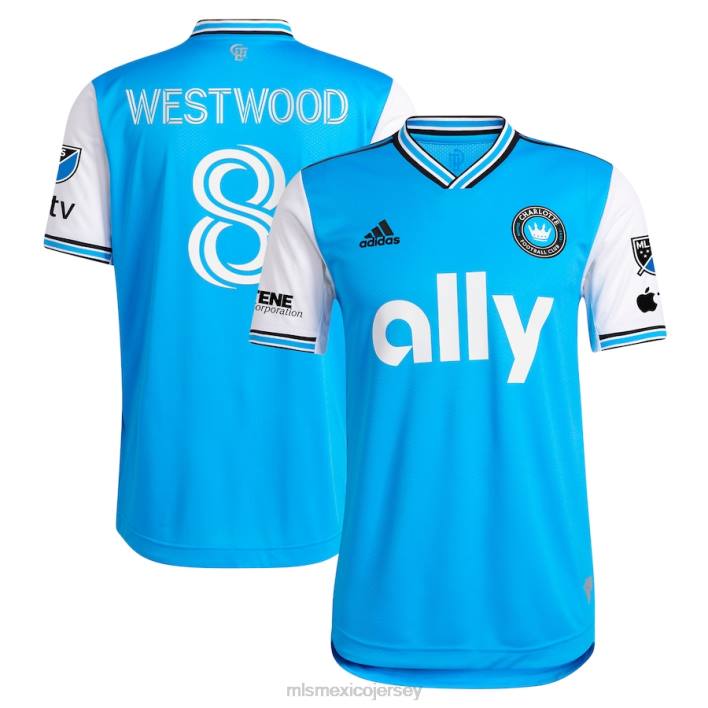 MLS Jerseys jerseyhombres charlotte fc ashley westwood adidas azul 2023 camiseta auténtica de jugador recién acuñada BJDD1031