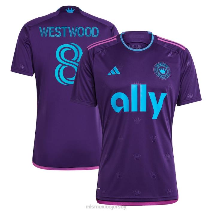 MLS Jerseys jerseyhombres charlotte fc ashley westwood adidas púrpura 2023 corona joya kit réplica camiseta BJDD1091