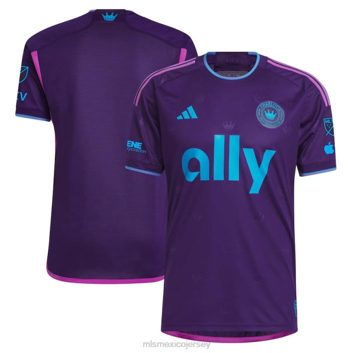 MLS Jerseys jerseyhombres charlotte fc adidas púrpura 2023 corona joya kit camiseta auténtica BJDD9