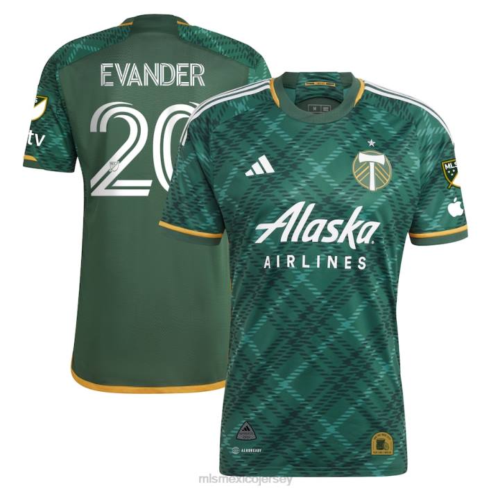 MLS Jerseys jerseyhombres portland Timbers Evander adidas verde 2023 portland plaid kit camiseta auténtica BJDD456