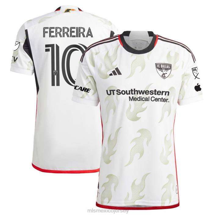 MLS Jerseys jerseyhombres fc dallas jesus ferreira adidas blanco 2023 burn baby burn camiseta de jugador auténtica BJDD398