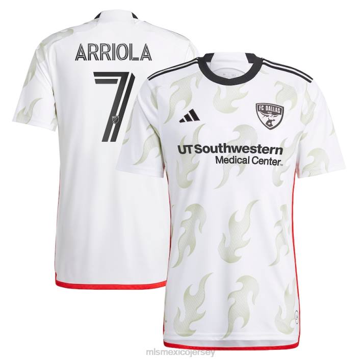 MLS Jerseys jerseyhombres fc dallas paul arriola adidas blanco 2023 burn baby burn replica camiseta del jugador BJDD617