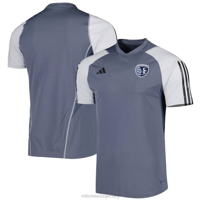MLS Jerseys jerseyhombres camiseta de entrenamiento de campo adidas gris 2023 del sporting kansas city BJDD252
