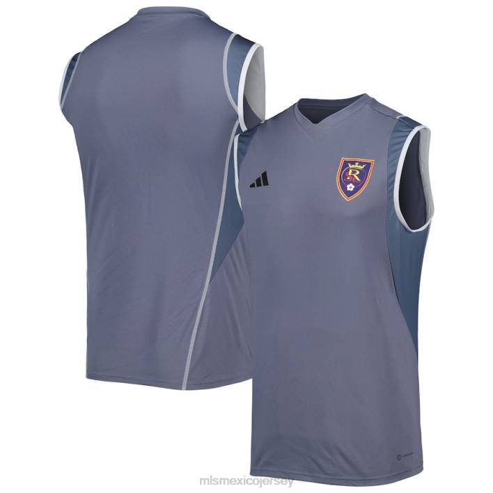 MLS Jerseys jerseyhombres camiseta de entrenamiento sin mangas en el campo adidas gris 2023 de real salt lake BJDD979
