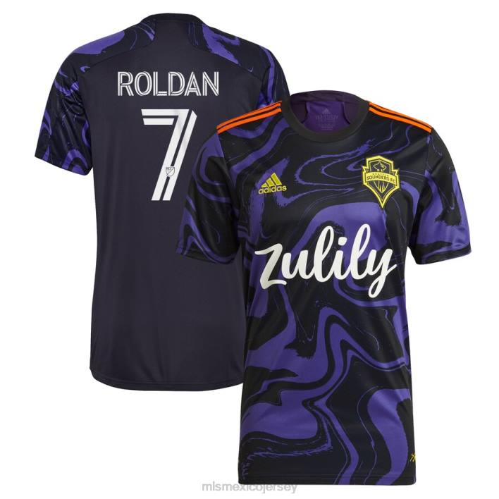 MLS Jerseys jerseyhombres seattle sounders fc cristian roldan adidas morado 2021 camiseta jimi hendrix réplica jugador BJDD596