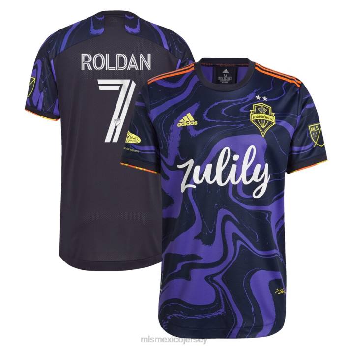 MLS Jerseys jerseyhombres seattle sounders fc cristian roldan adidas púrpura 2021 el kit de jimi hendrix camiseta de jugador auténtica BJDD209