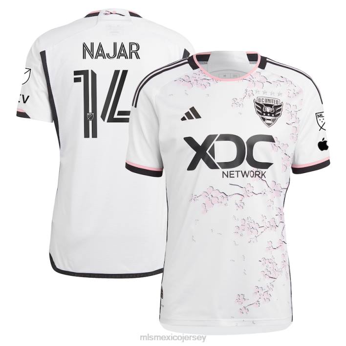 MLS Jerseys jerseyhombres corriente continua. United Andy Najar adidas blanco 2023 The Cherry Blossom Kit camiseta de jugador auténtica BJDD906