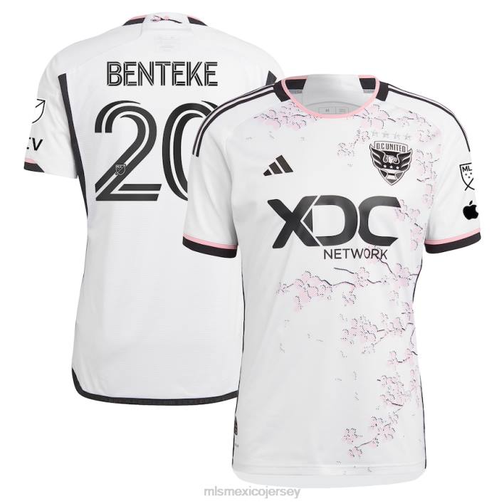 MLS Jerseys jerseyhombres corriente continua. United Christian Benteke adidas blanco 2023 camiseta de jugador auténtica del kit de flor de cerezo BJDD816