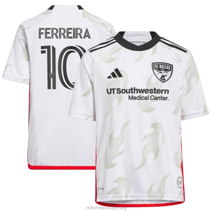 MLS Jerseys jerseyniños fc dallas jesus ferreira adidas blanco 2023 burn baby burn replica camiseta del jugador BJDD297