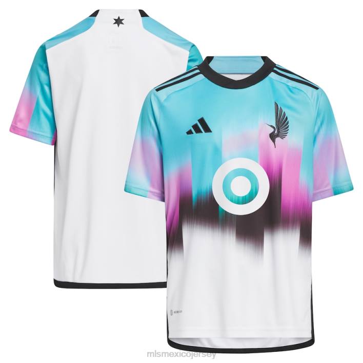 MLS Jerseys jerseyniños minnesota united fc adidas camiseta blanca réplica del kit de la aurora boreal 2023 BJDD48